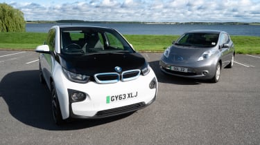 BMW i3 and Nissan Leaf - front static